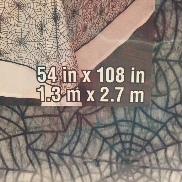 Gothic Black Halloween Spider Web Iridescent Tablecloth Party 54 x108 Decoration - Picture 3 of 6